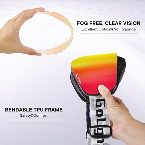 OTG Ski Orange Goggles 100% UV Protection Anti Fog - Picture 3 of 6